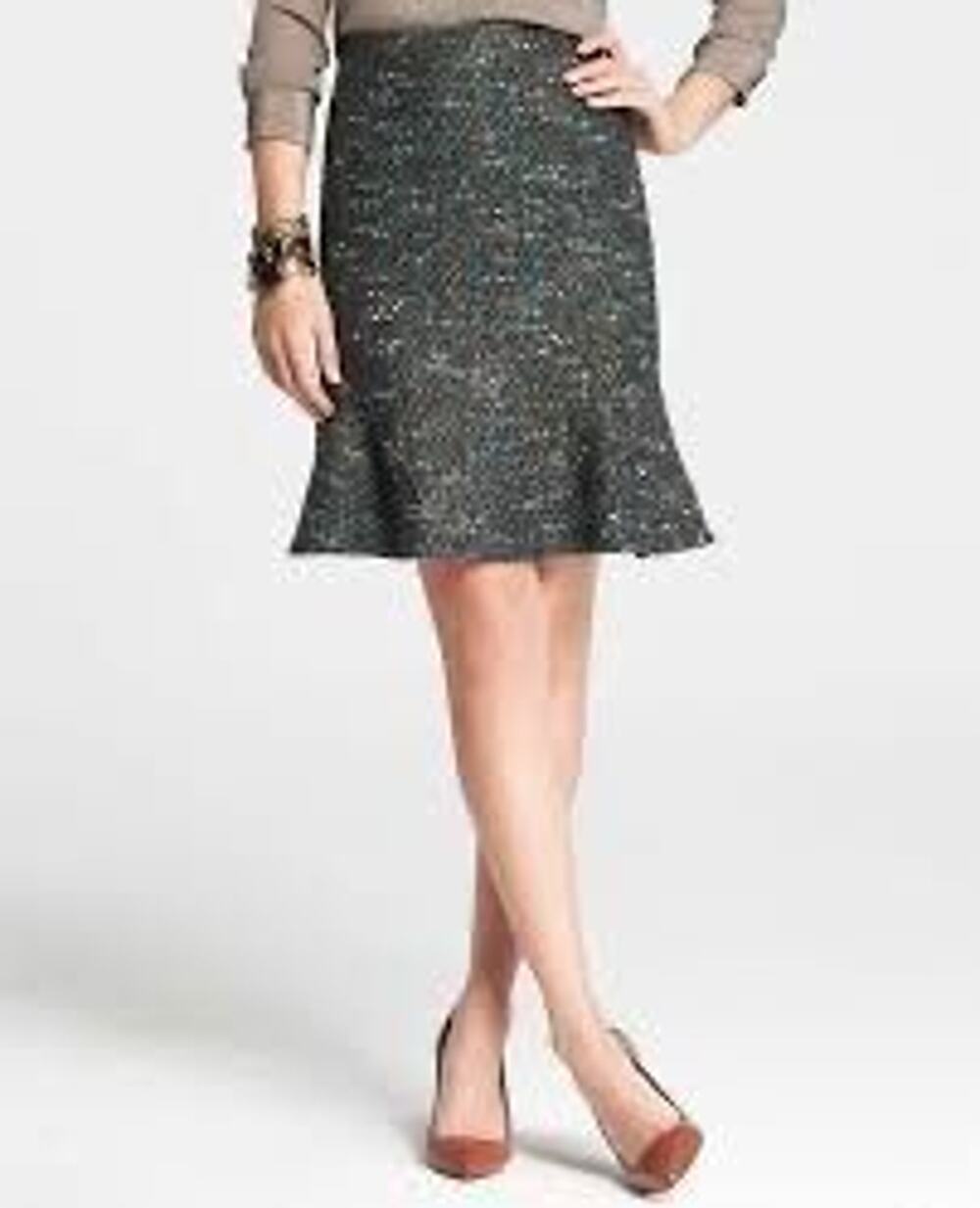 NWOT Ann Taylor 14 Tweed Skirt Flounce